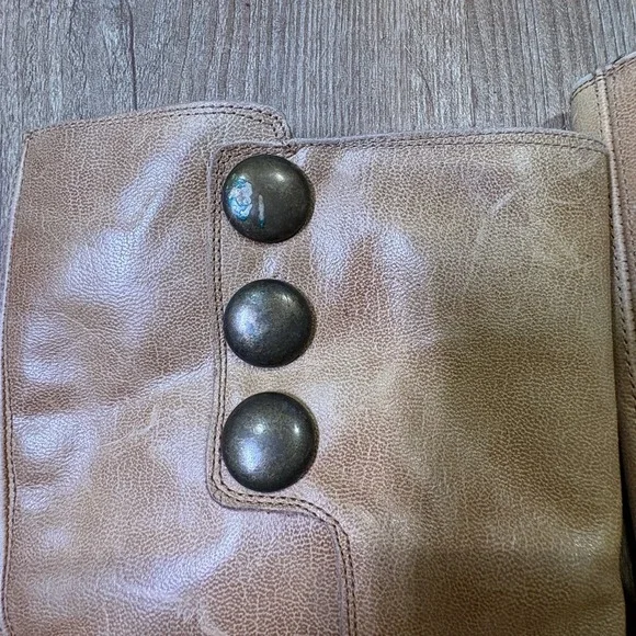 TOPSHOP SIZE 7.5 TAN LEATHER KNEE HIGH CUBAN HEEL BOOTS Made in Spain - Picture 8 of 11